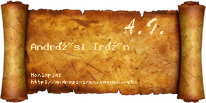 Andrási Irén névjegykártya